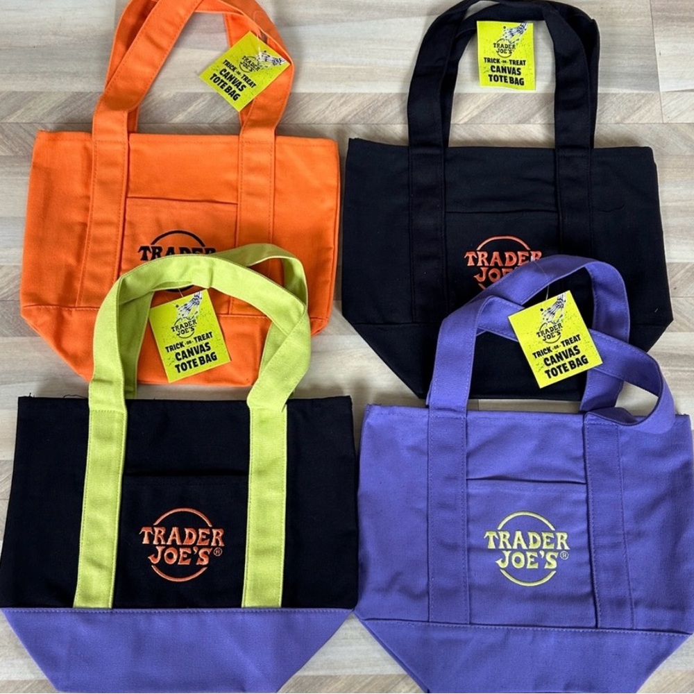 Trader Joe's Colorful Canvas Tote Bag Set
